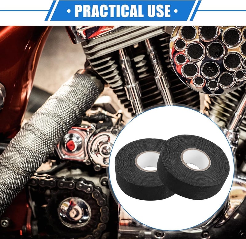 X spring Xspring Heat Tape, Black Automotive Harness Tape, 6 Rolls Wires Fabric Tapes, High Temperature Resistance Harness Fabric Tape, Electrical Insulation Fastening Tape, 19MM x 15M Tape - Image 4